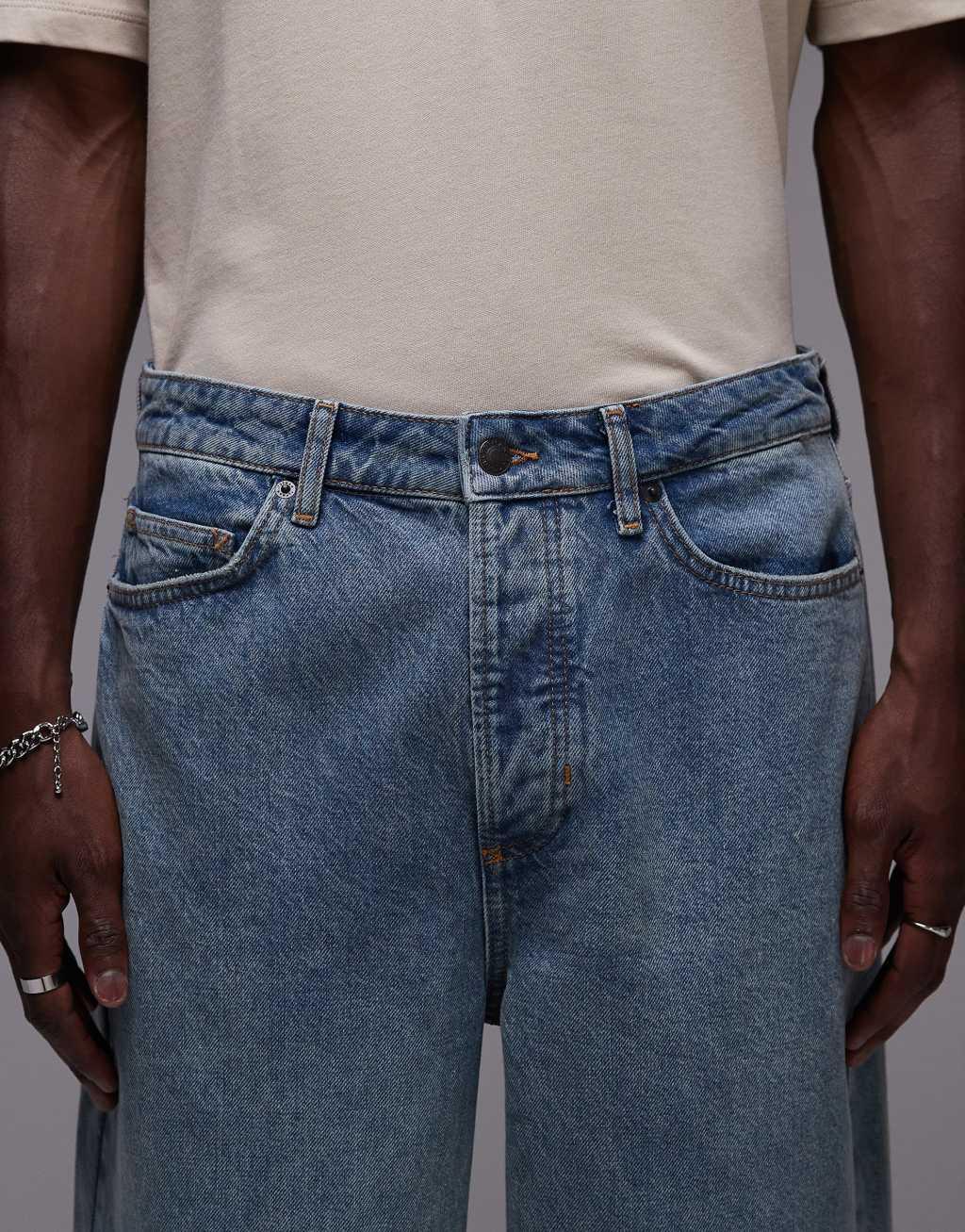 Topman baggy jeans in vintage mid wash Product Image