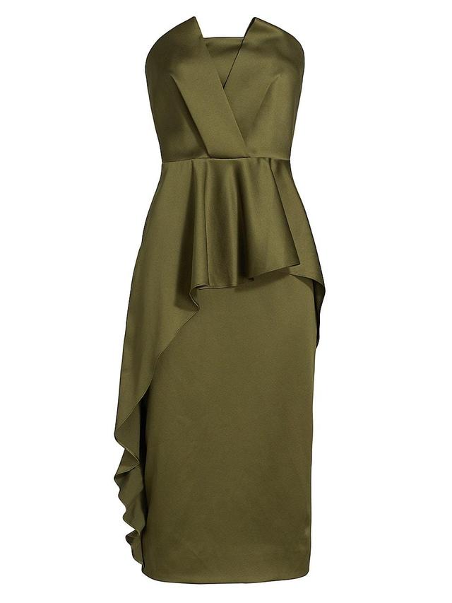 Womens Glacier Satin Peplum Midi-Dress Product Image