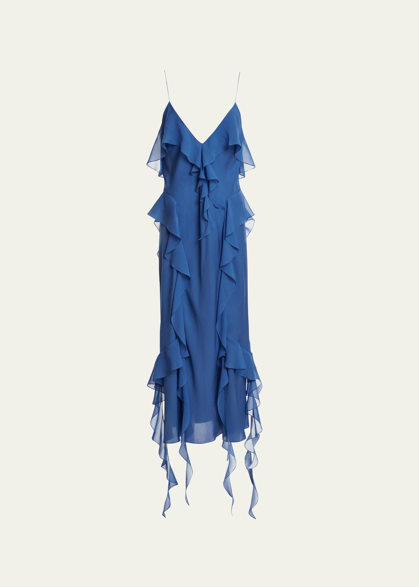 Womens Pim Ruffle Silk Maxi Dress Product Image