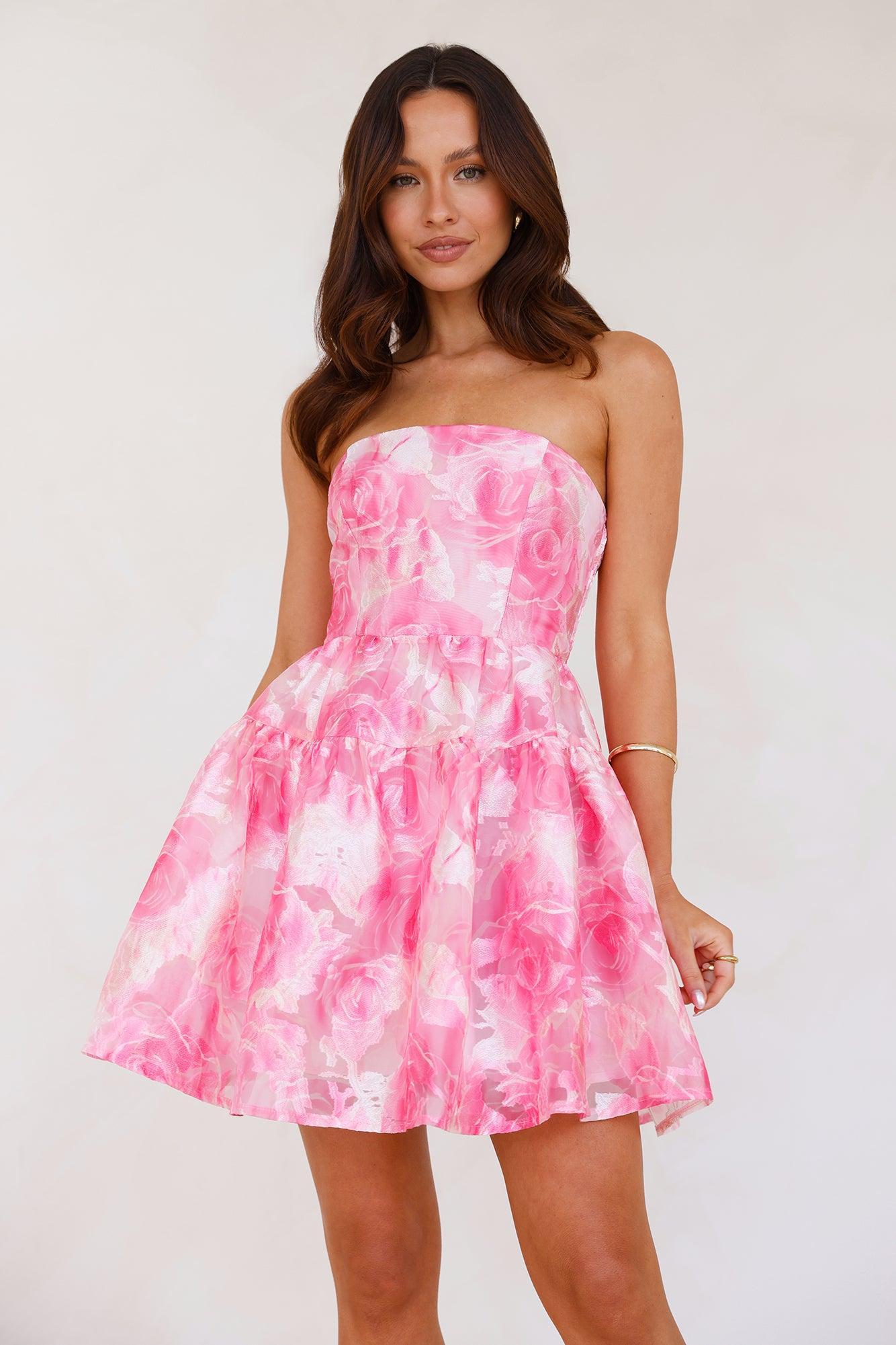 Gentle Aura Strapless Mini Dress Pink Product Image