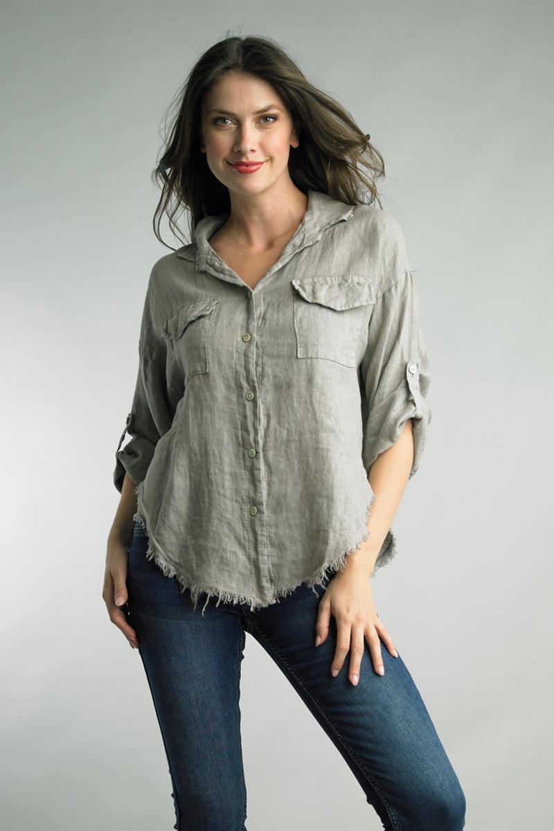 Taupe Linen Shirt Product Image