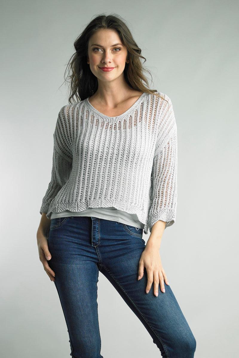 Silver Crochet Sweater Product Image