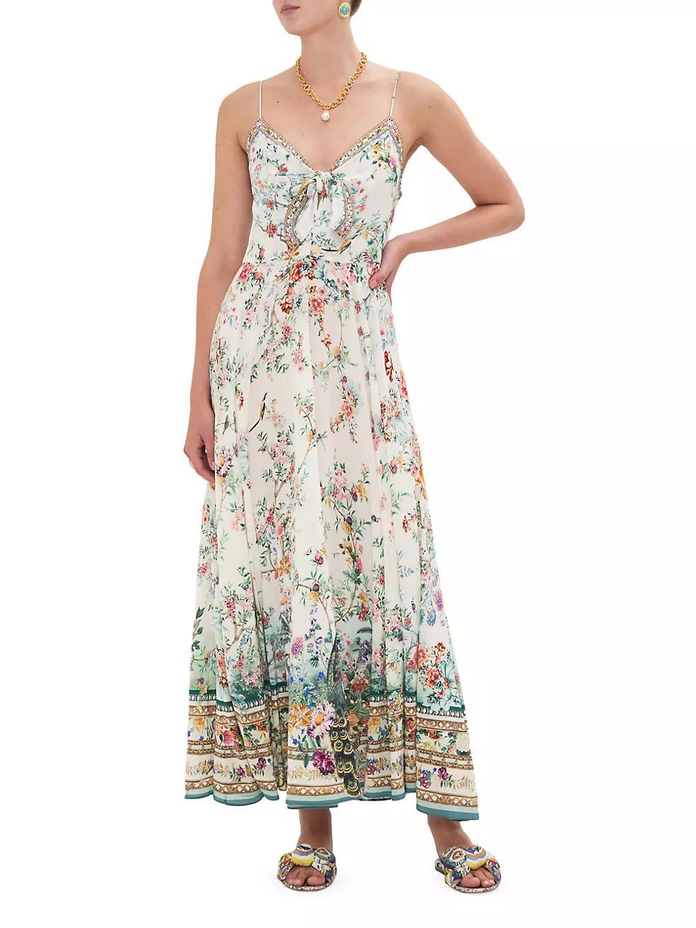 Floral Silk Maxi Dress Product Image