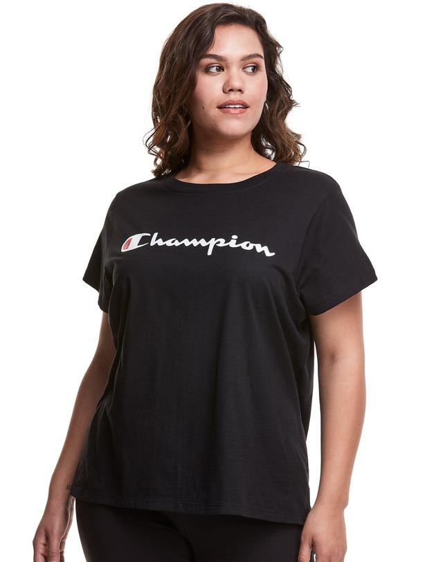 Womens Champion Classic T-Shirt, Script Logo (Plus Size) Black 4X Product Image