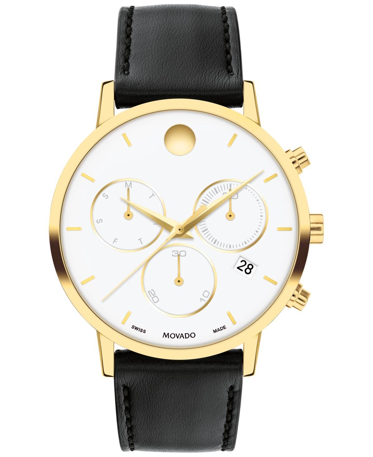 Men's Movado MuseumÂ® Classic Gold-Tone PVD Chronograph Strap Watch with White Dial (Model: 0607888) Product Image