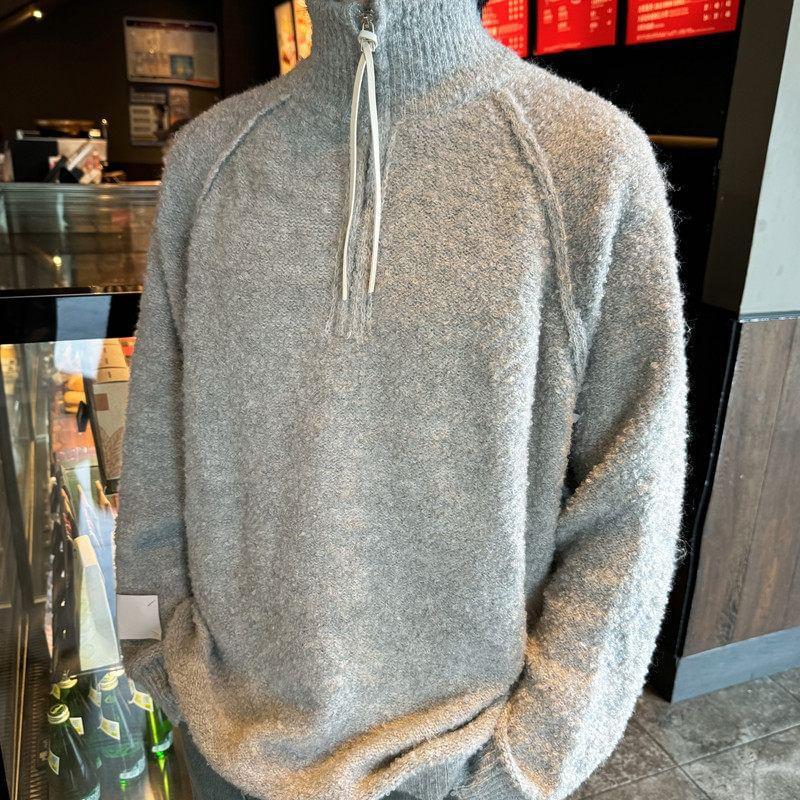 Stand Collar Plain Half-Zip Sweater Product Image