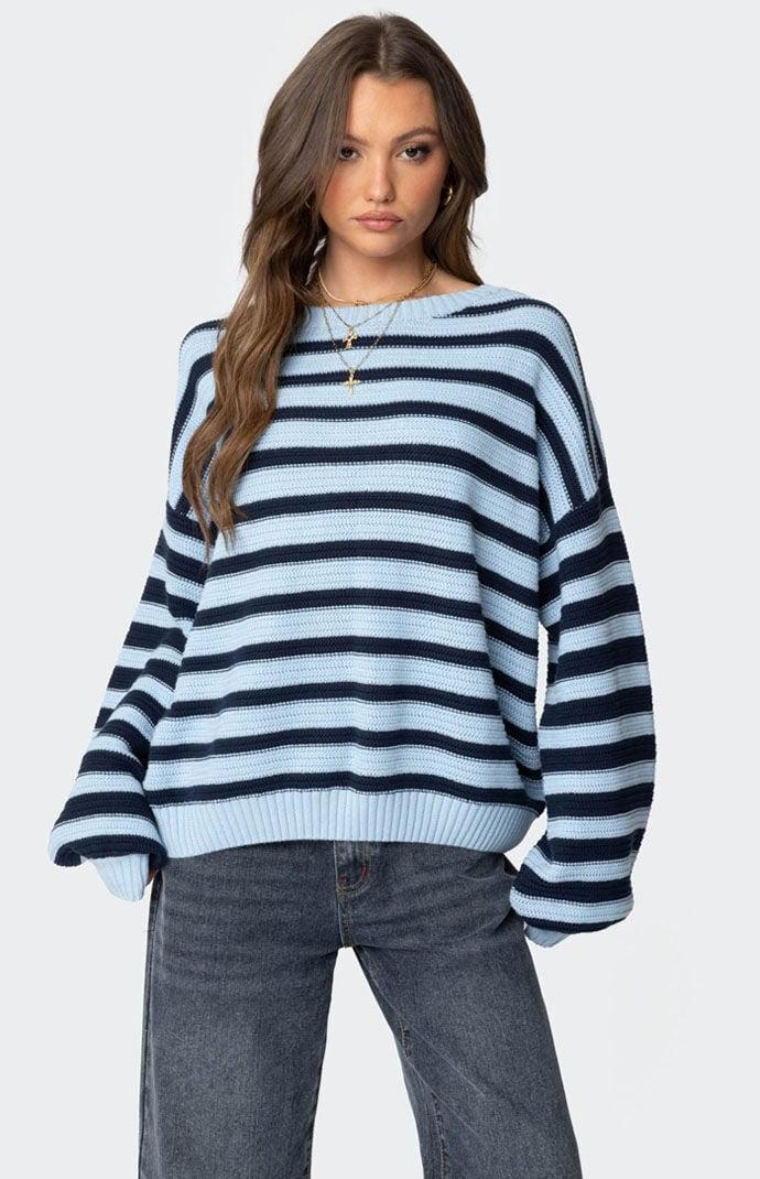 Edikted Women's Aerin Oversized Sweater in Blue/Navy - product image