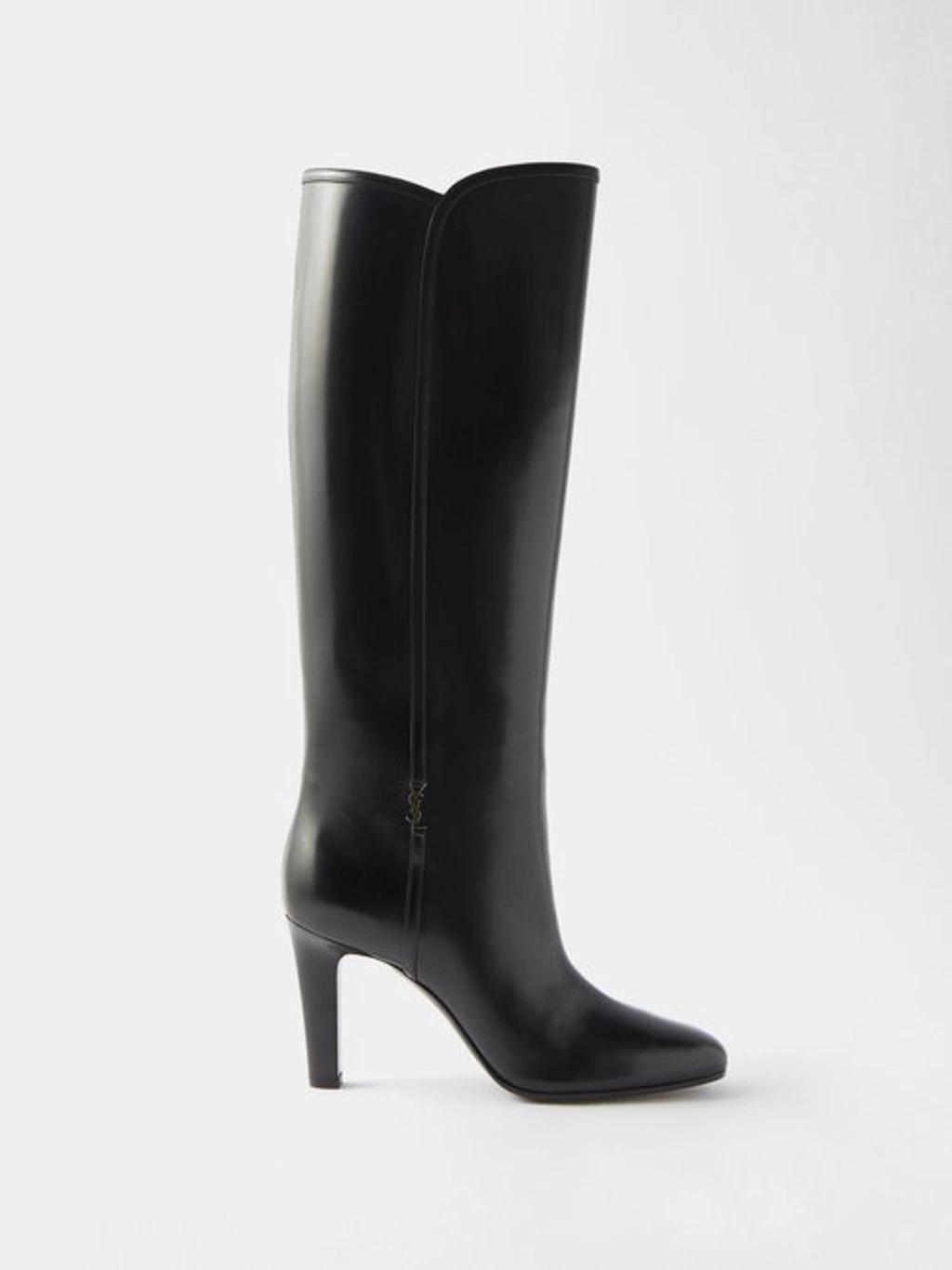 SAINT LAURENT Jane Boots In Chocolate Smooth Leather In Black Product Image