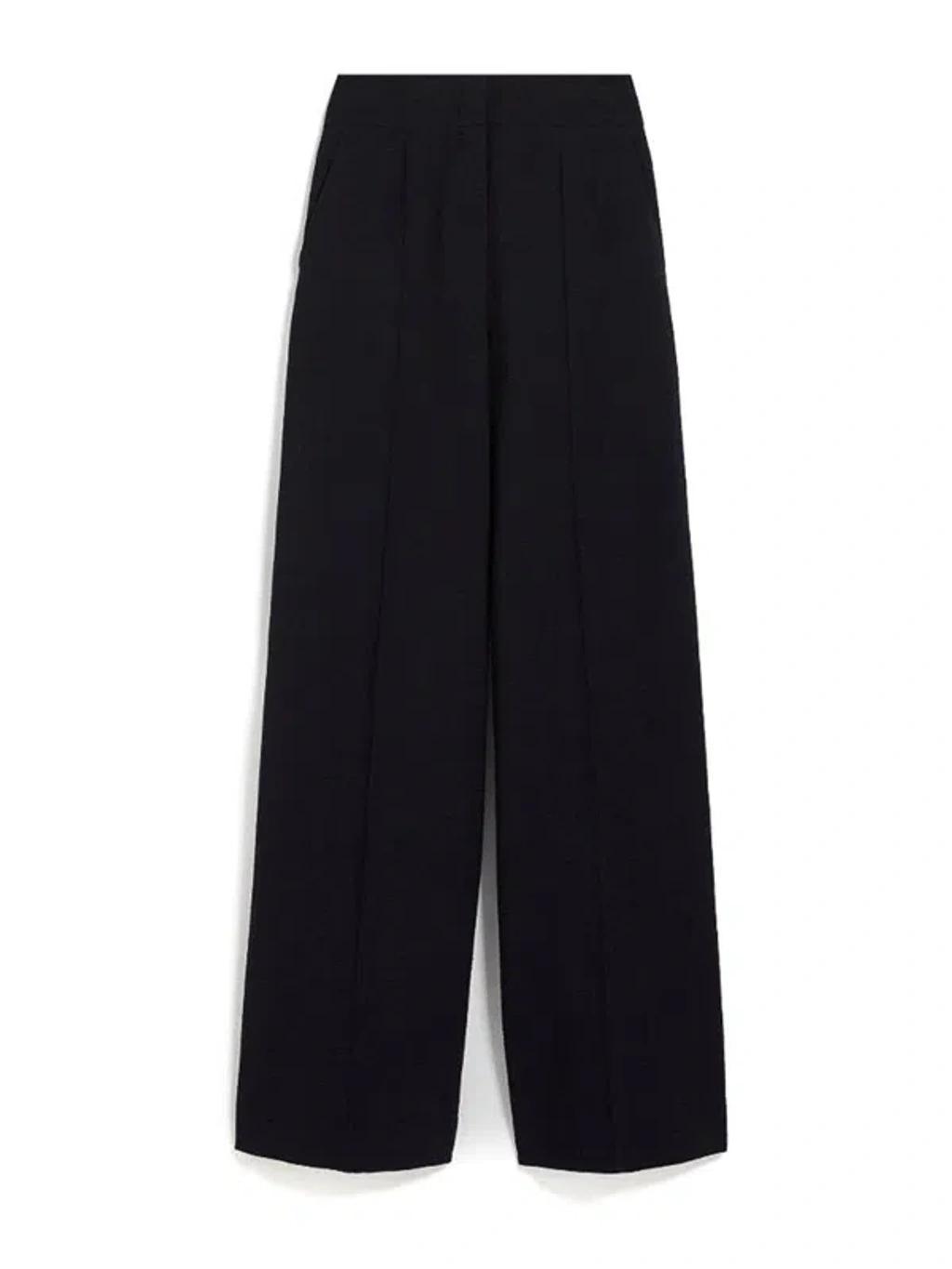 High Waist Wide Leg Trousers In Navy Product Image