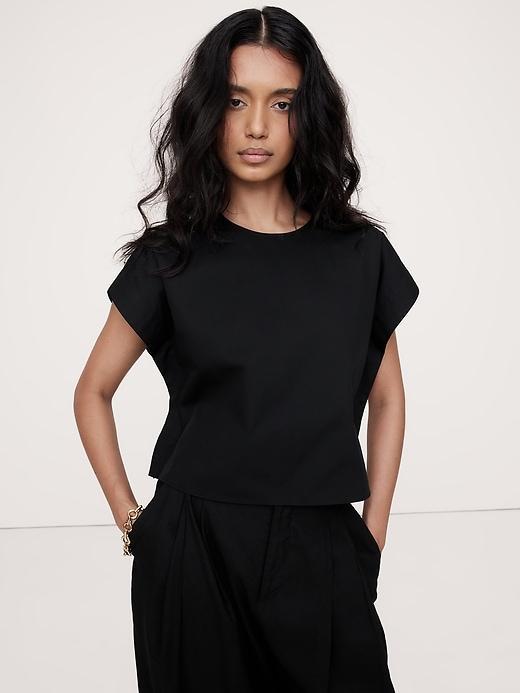 Cotton Sharp-Shoulder Cropped Top Product Image