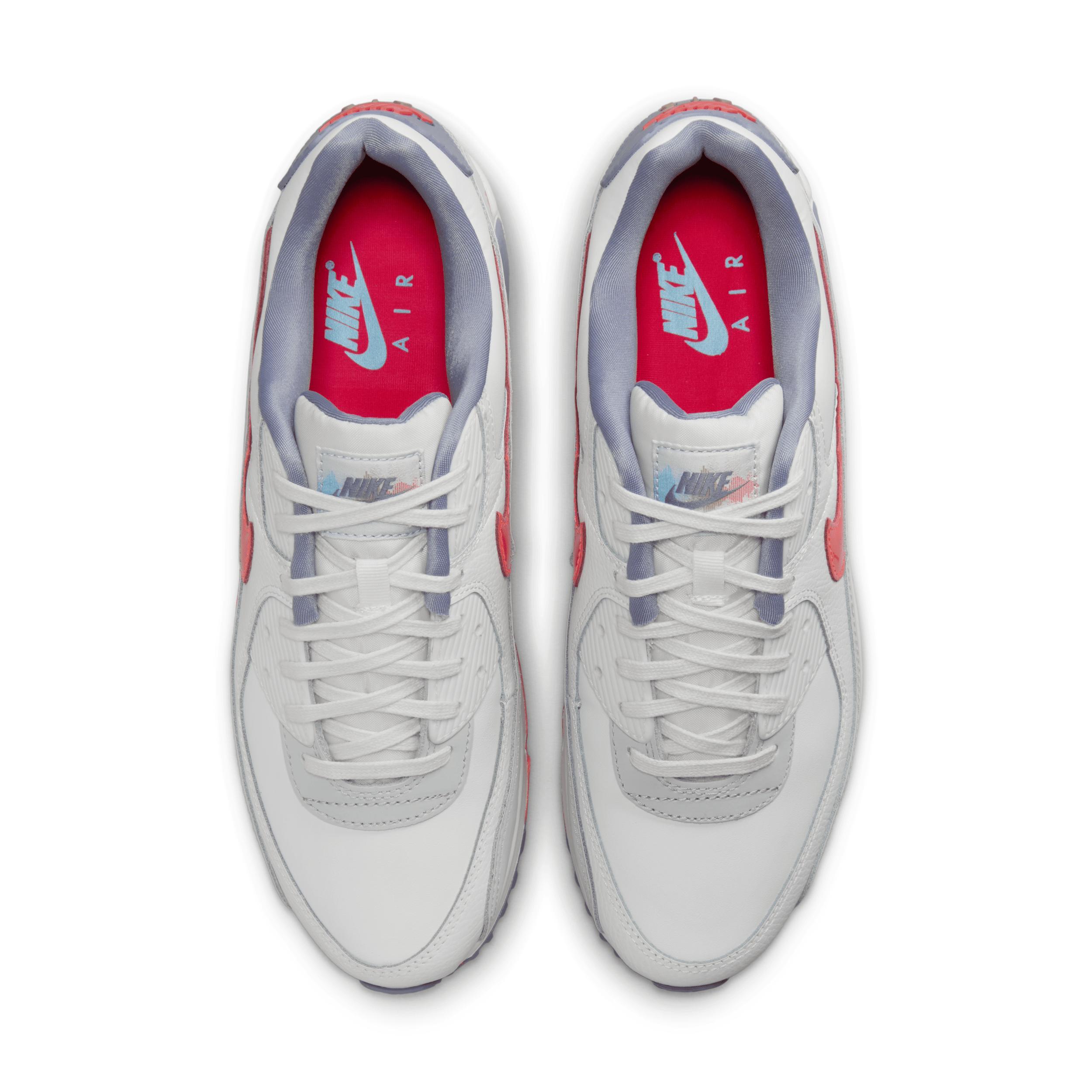 Nike Mens Nike Air Max 90 Premium - Mens Shoes Summit White/Bright Crimson/Ashen Slate Product Image