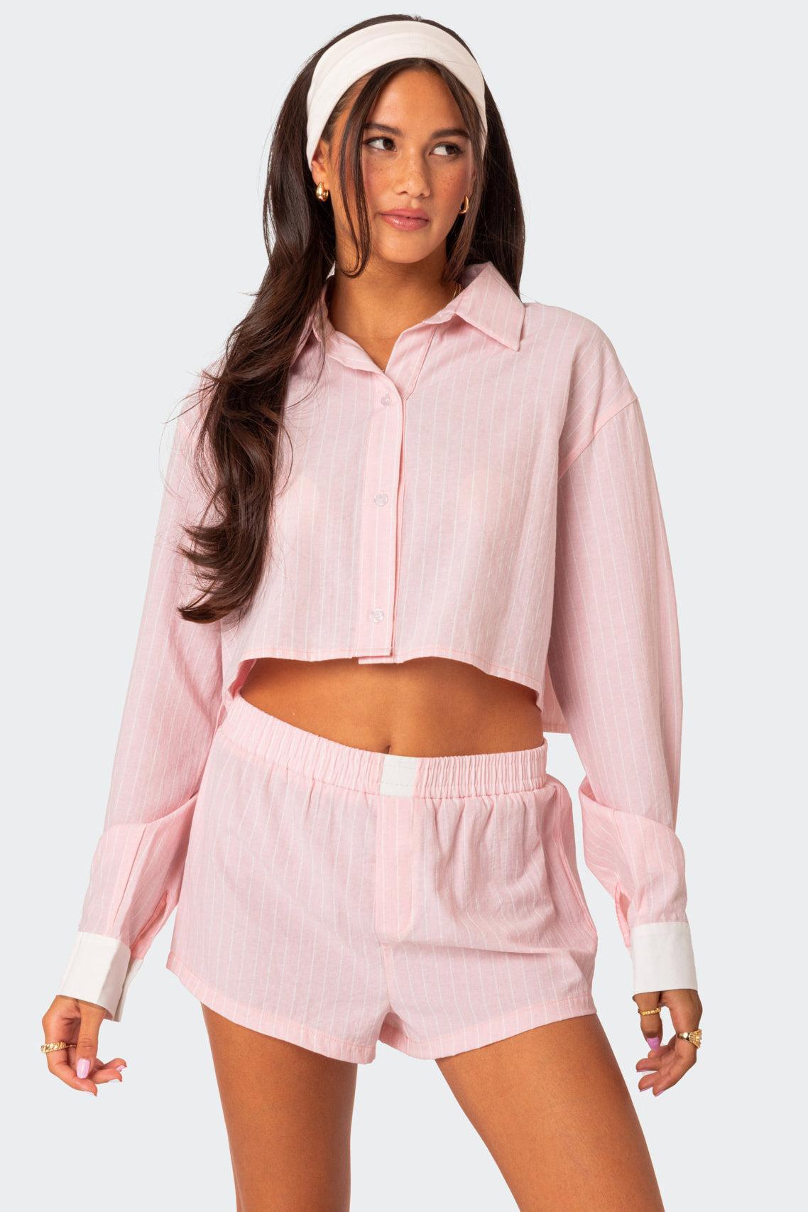 Lea Cropped Button Up Shirt Product Image