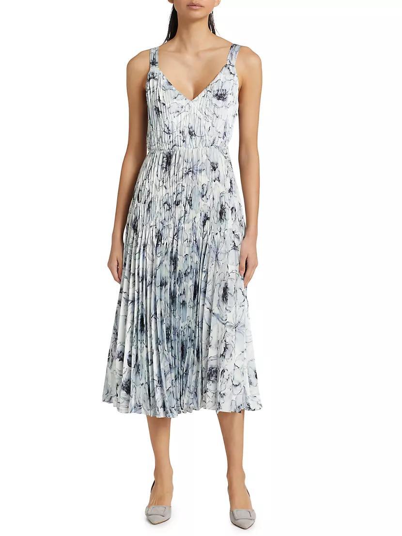 Lilly V-Neck Pleated Slip Dress Product Image