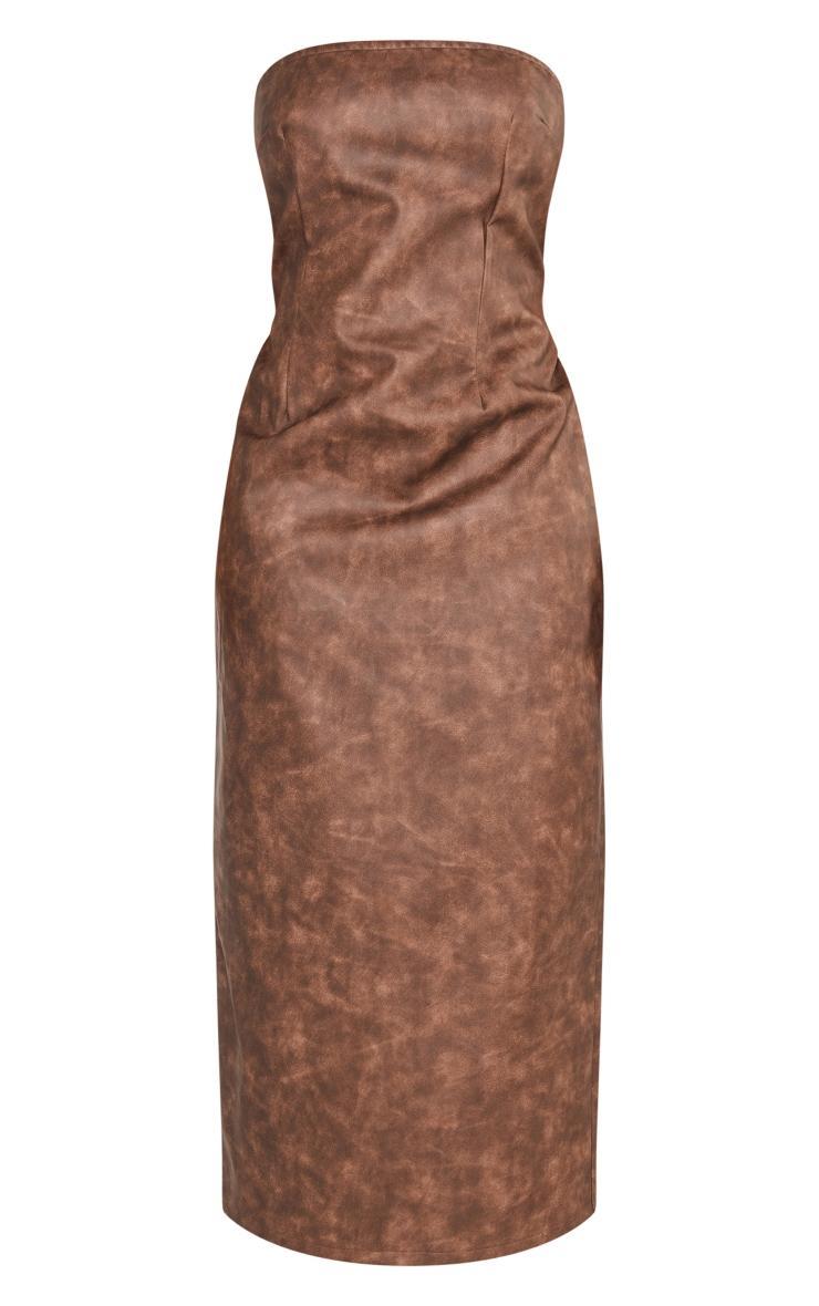 Shape Brown Washed Effect Faux Leather Maxi Dress Product Image