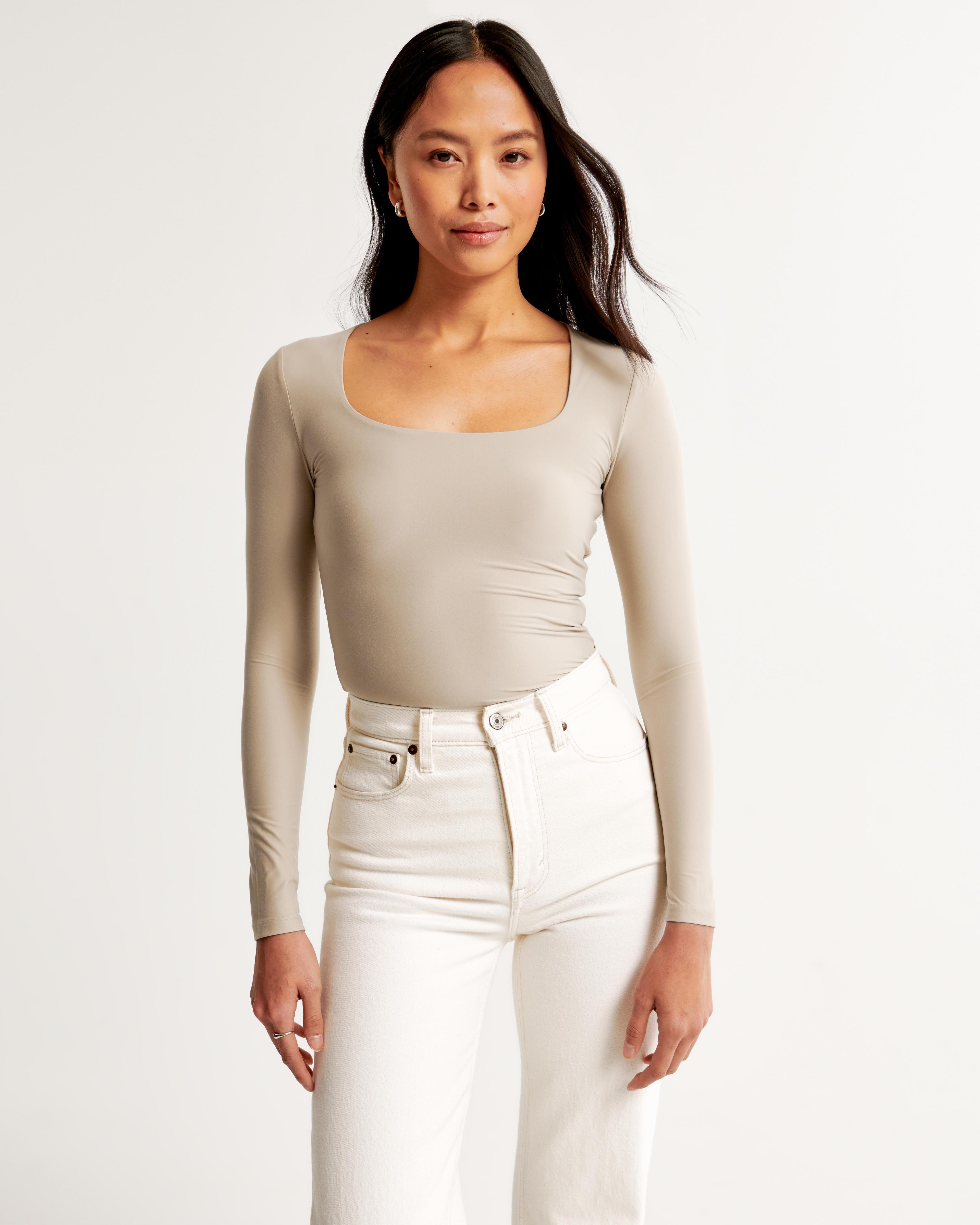 Soft Matte Seamless Long-Sleeve Tuckable Squareneck Top Product Image