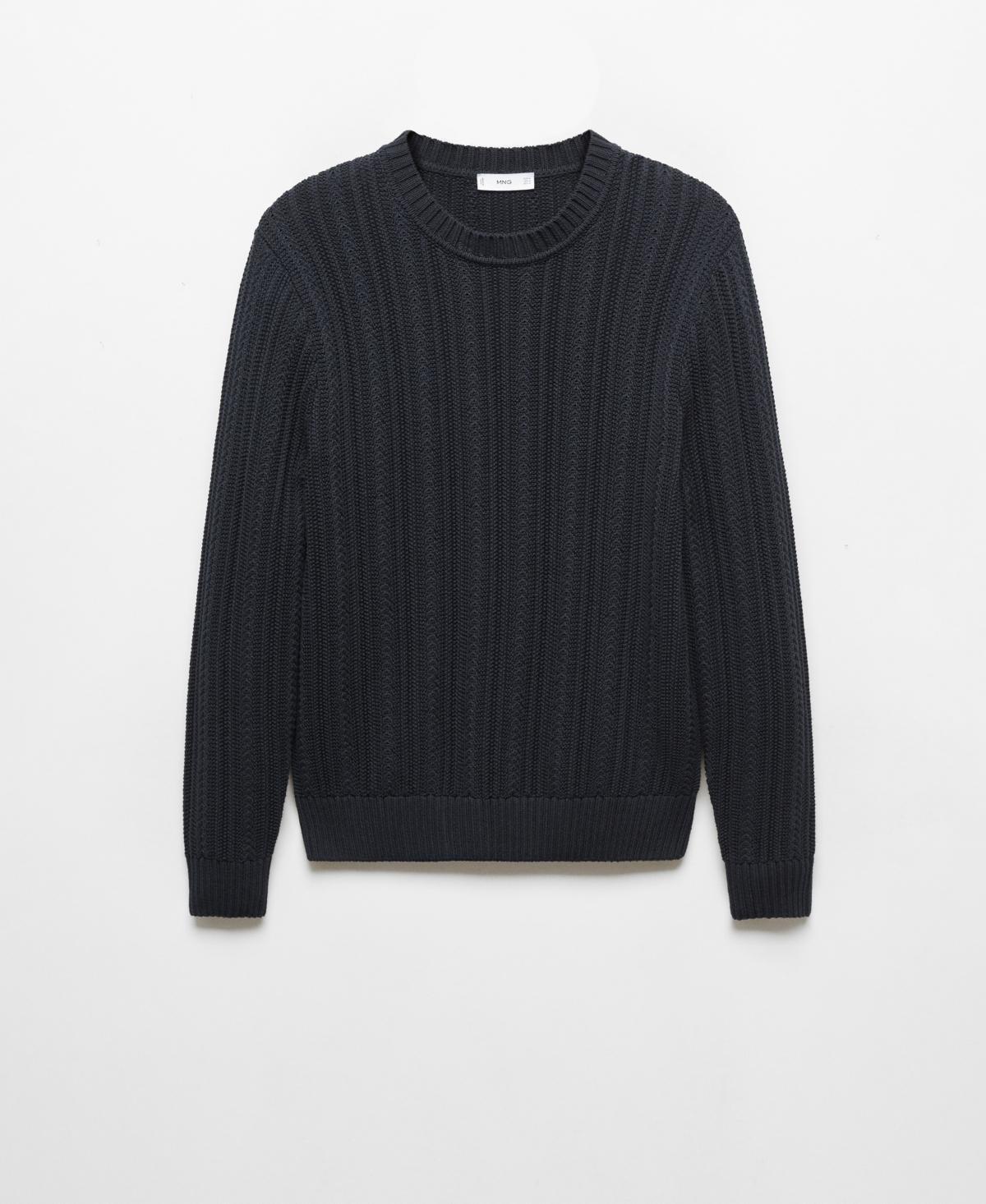 MANGO MAN - Contrasting knit sweater ice greyMen Product Image