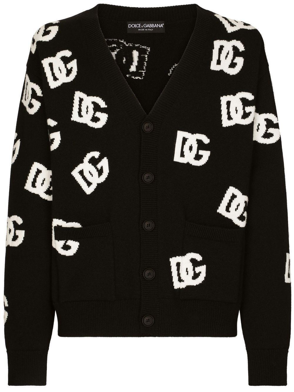 Intarsia-knit Logo Cardigan In Black Product Image