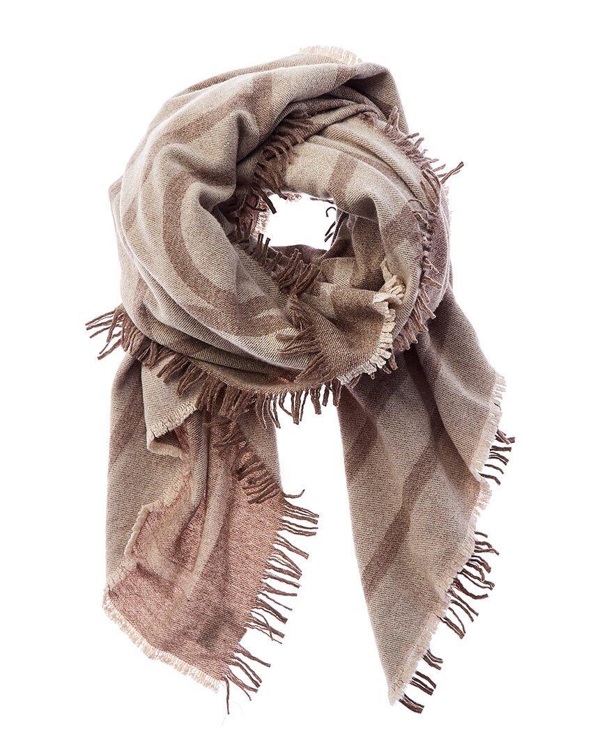 Toteme Large Monogram Wool & Cashmere-blend Scarf In Beige Product Image