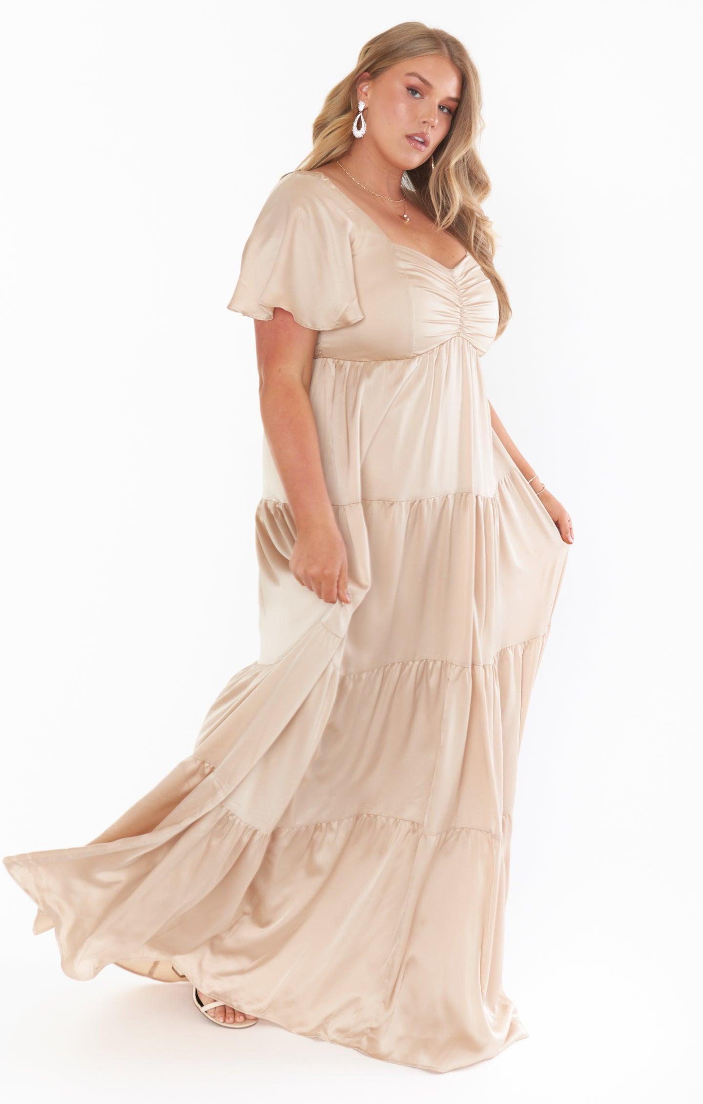 Nicole Maxi Dress ~ Champagne Luxe Satin Product Image