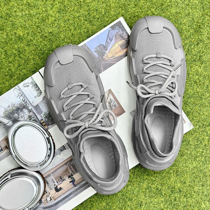 Plain Lace-Up Sneakers Product Image