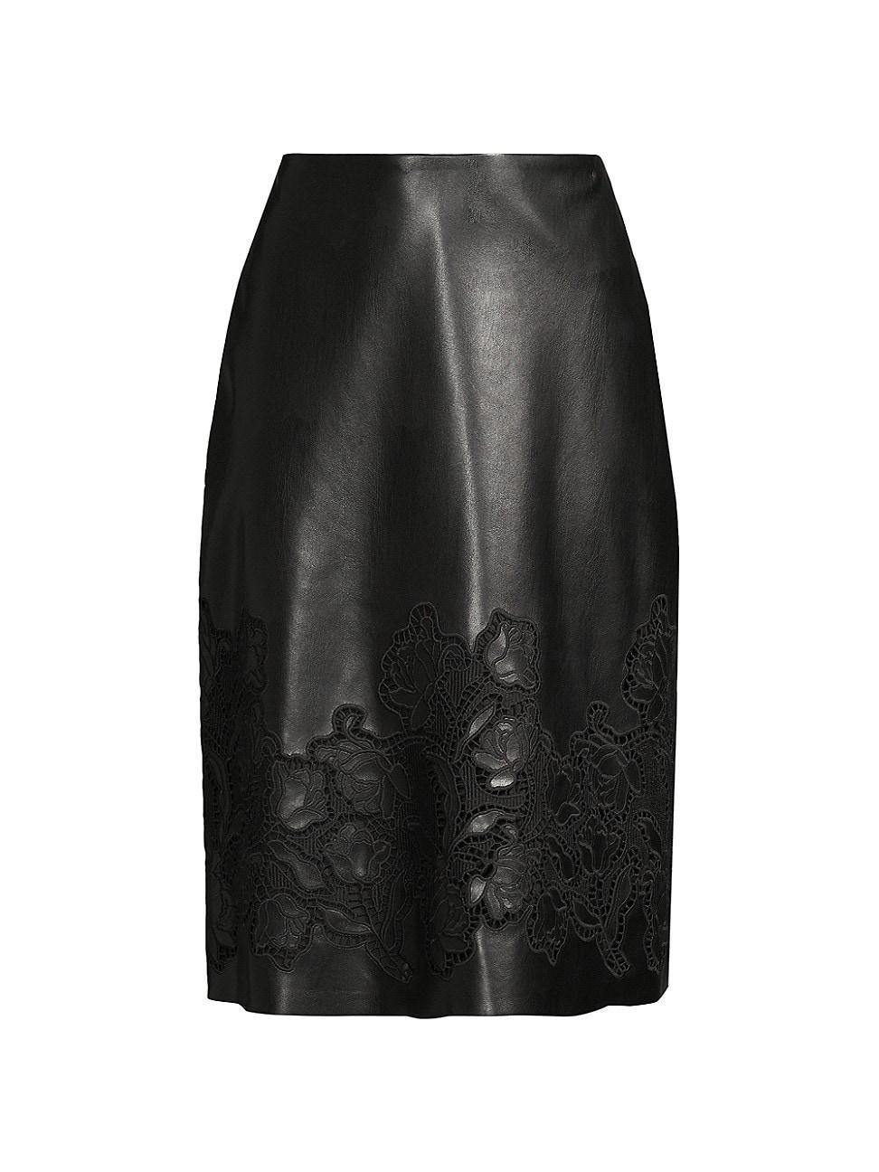 Womens Enid Vegan Leather Midi-Skirt Product Image