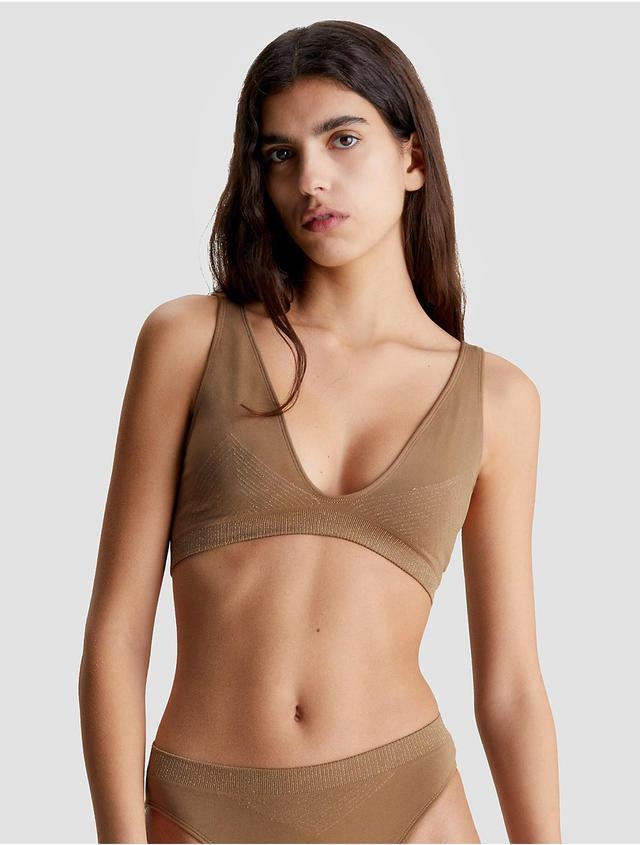 Calvin Klein Womens Seamless Triangle Bralette Bikini Top - Brown - L Product Image