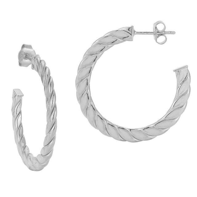 Sunkissed Sterling Large Flat Twist Hoop Earrings, Womens, Silver Product Image