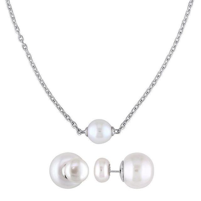 Stella Grace Freshwater Cultured Pearl Necklace & Earring Set, Womens White Product Image