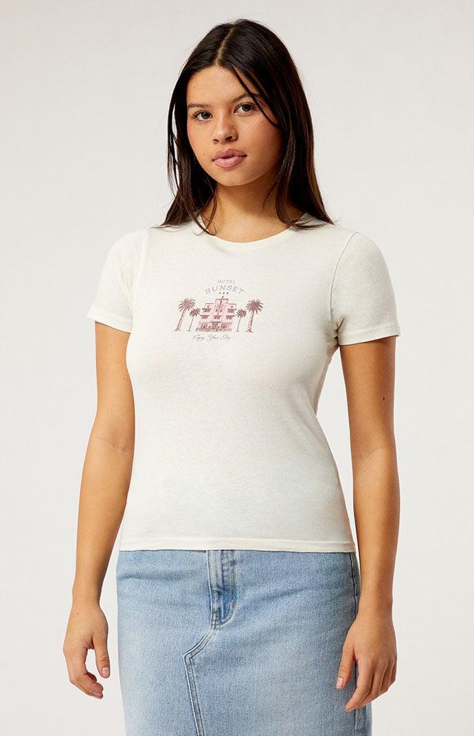 Golden Hour Womens Hotel Sunset Skimmer T-Shirt Product Image