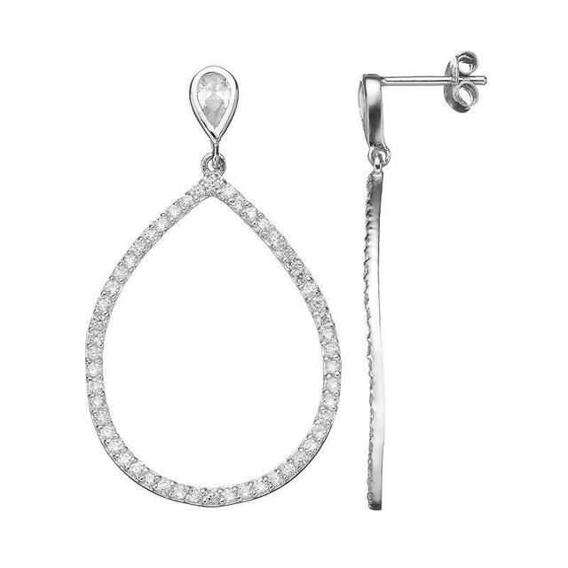 Sophie Miller Cubic Zirconia Sterling Silver Teardrop Earrings, Womens, White Product Image