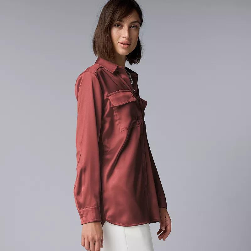 Womens Simply Vera Vera Wang Satin Utility Shirt Product Image