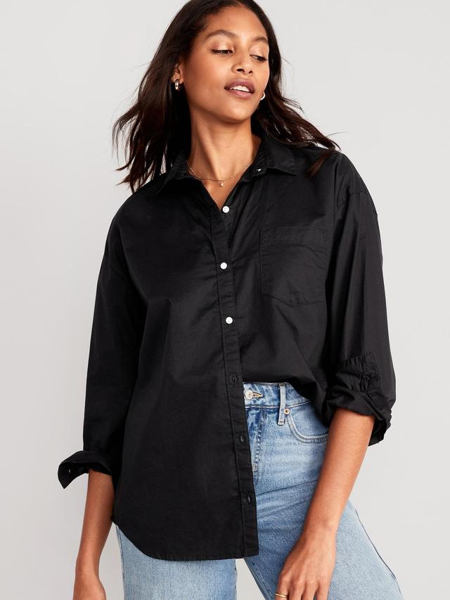 Oversized Button-Down Boyfriend Shirt Product Image