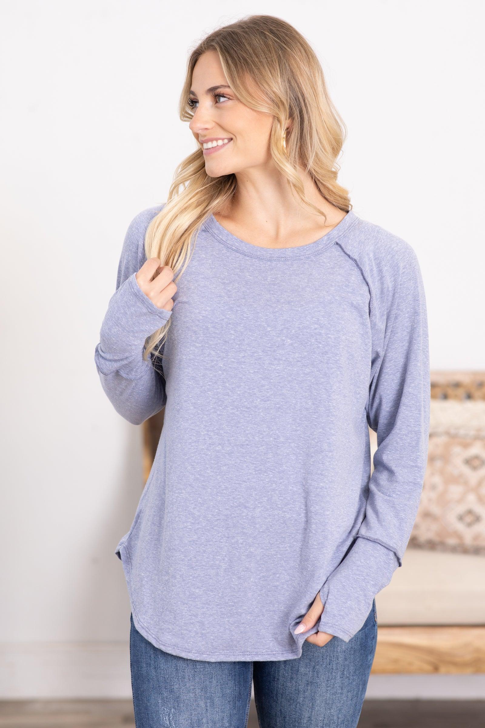 Solid Long Sleeve Knit Top With Thumbholes Product Image