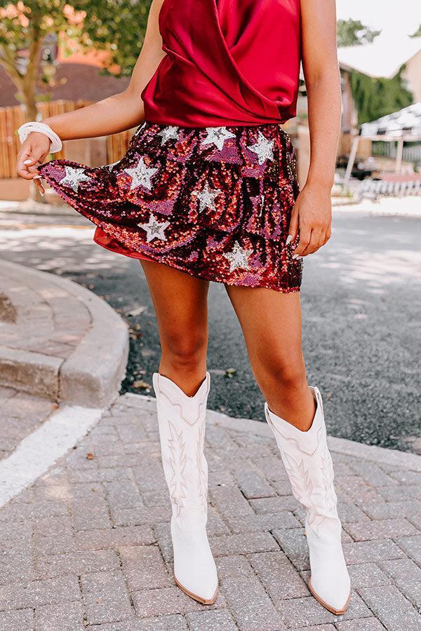 Pre-game Party Sequin Skirt in Maroon Product Image