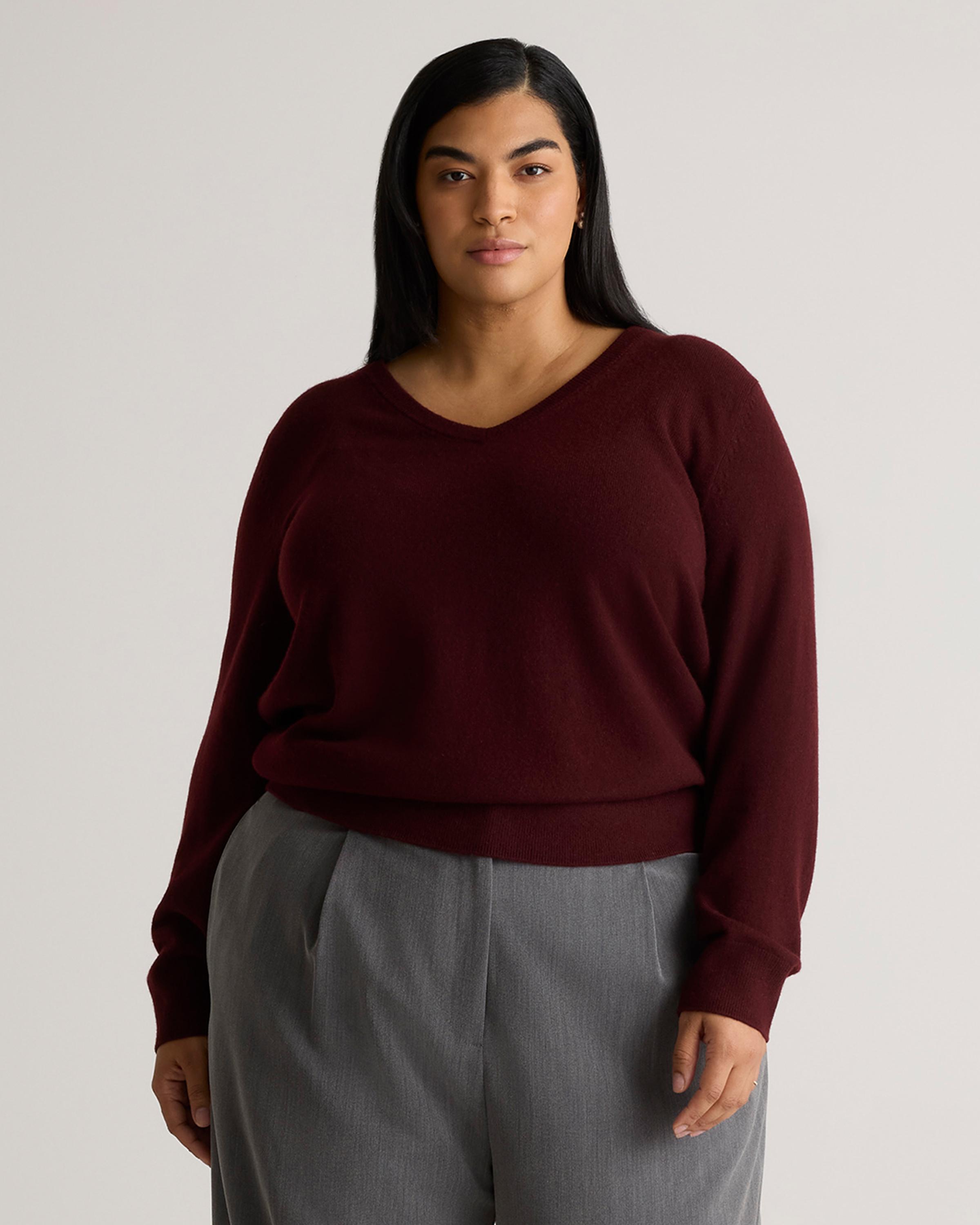 Mongolian Cashmere V-Neck Sweater - Plus Size Product Image