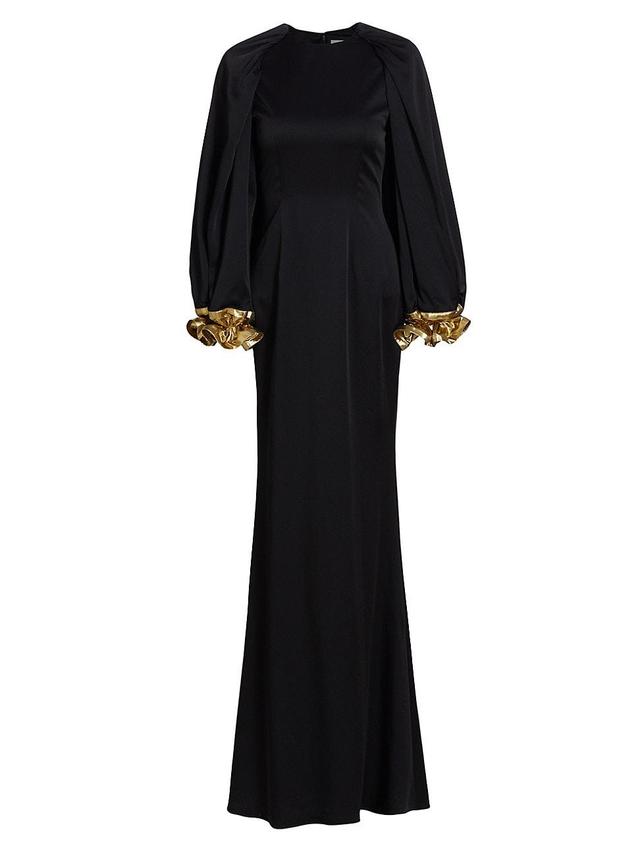 Womens Satin & Metallic-Cuff Gown Product Image