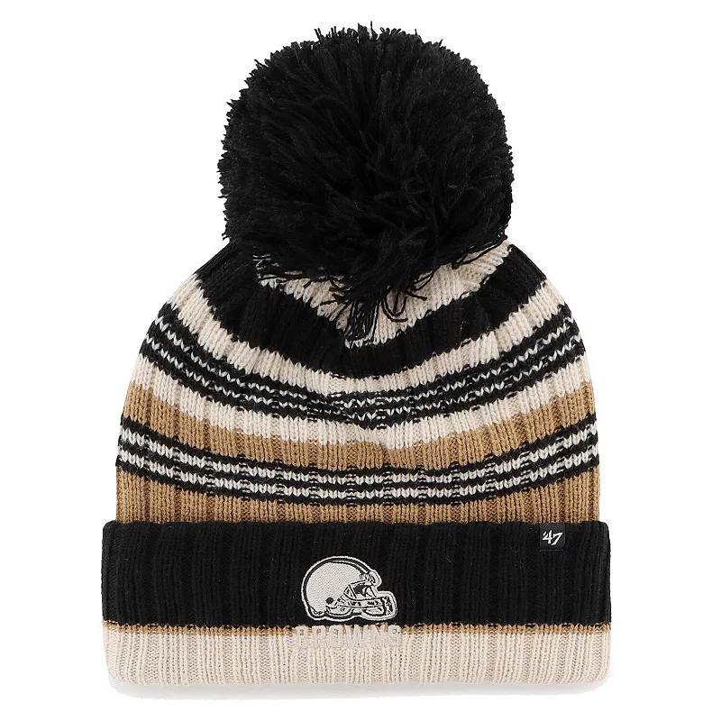 Womens 47 Natural Cleveland Browns Barista Cuffed Knit Hat with Pom Product Image