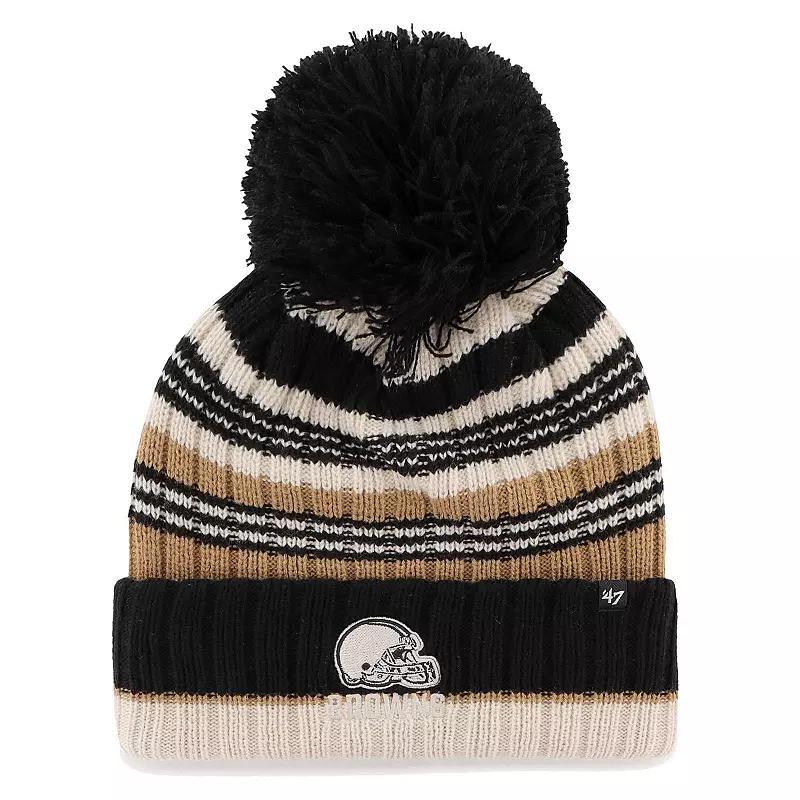 Womens 47 Natural Cleveland Browns Barista Cuffed Knit Hat with Pom Product Image