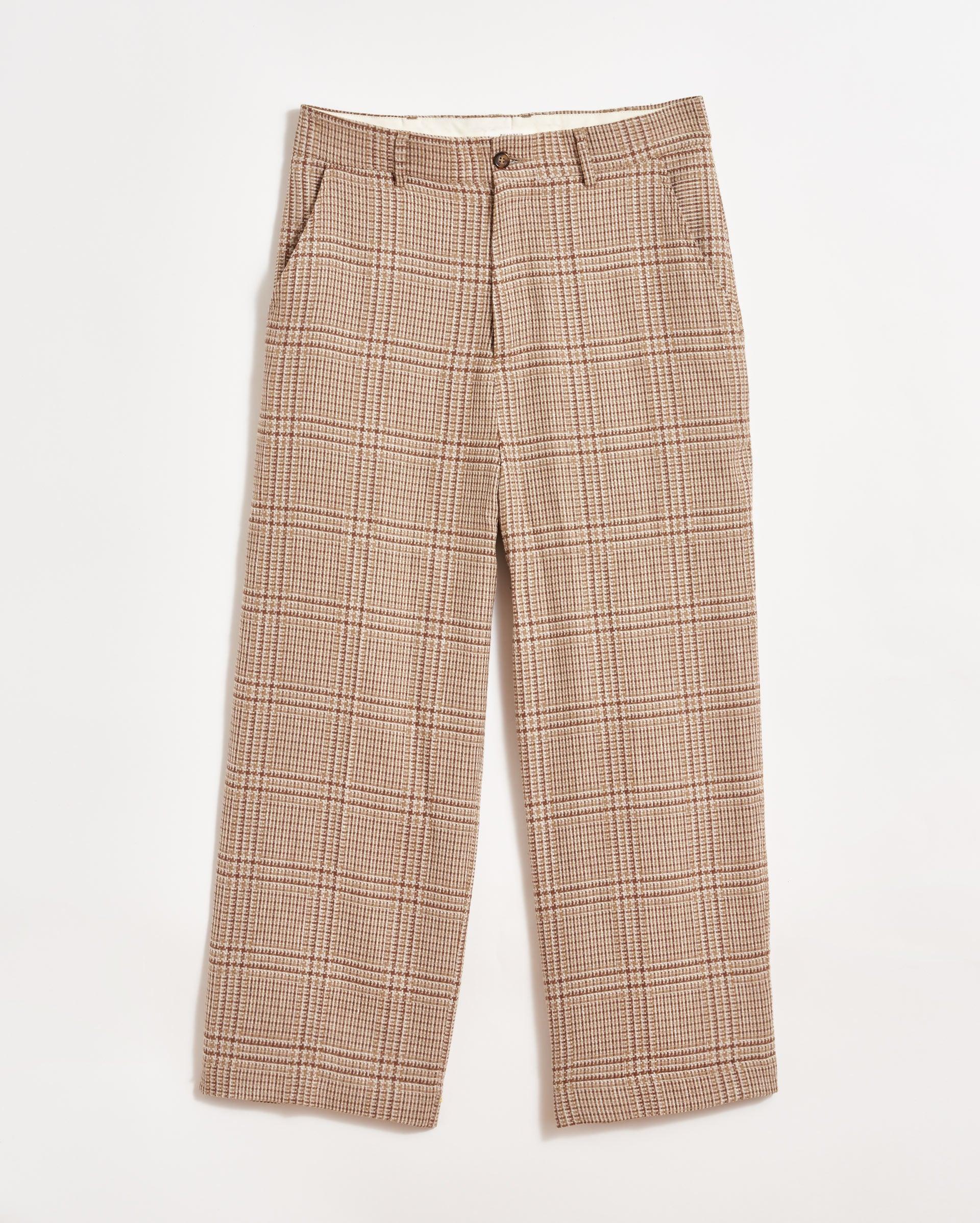 PLAID CROPPED FLAT FRONT TROUSER Product Image