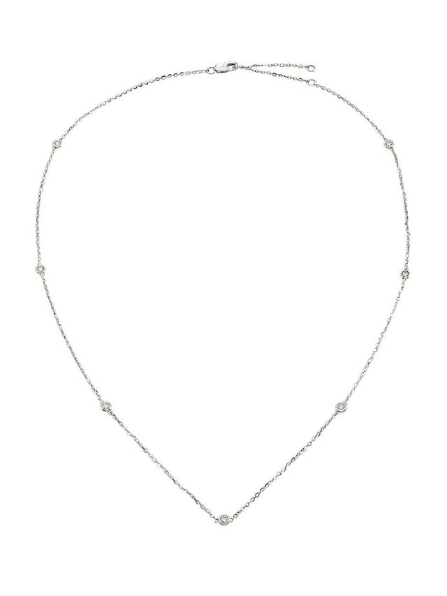 Womens 14K White Gold & 0.35 TCW Diamond Station Necklace Product Image