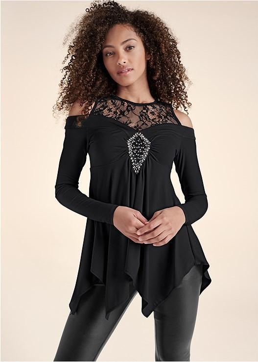 Medallion Embellished Lace Top Product Image