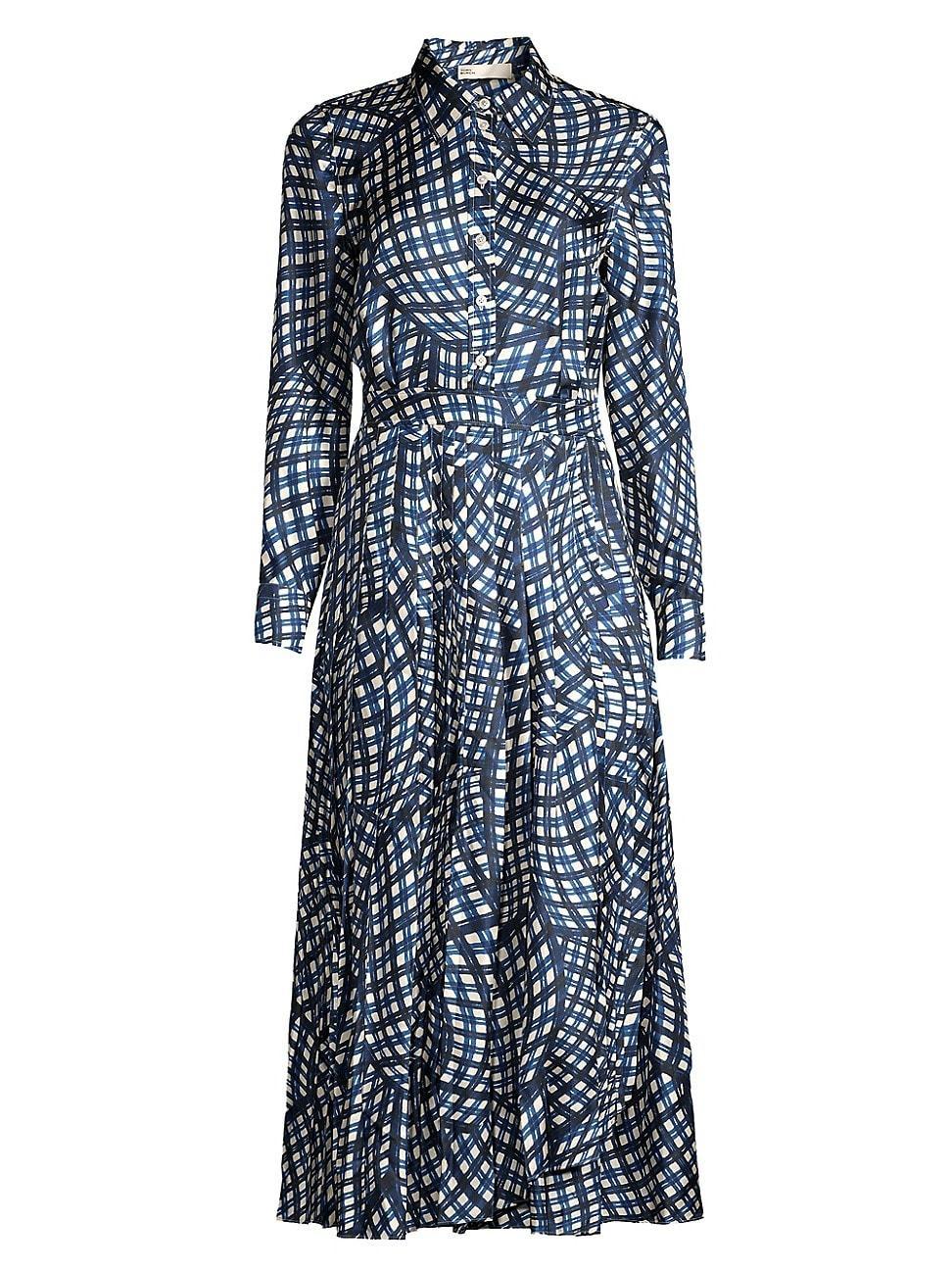 Womens Printed Silk Twill Shirtdress Product Image