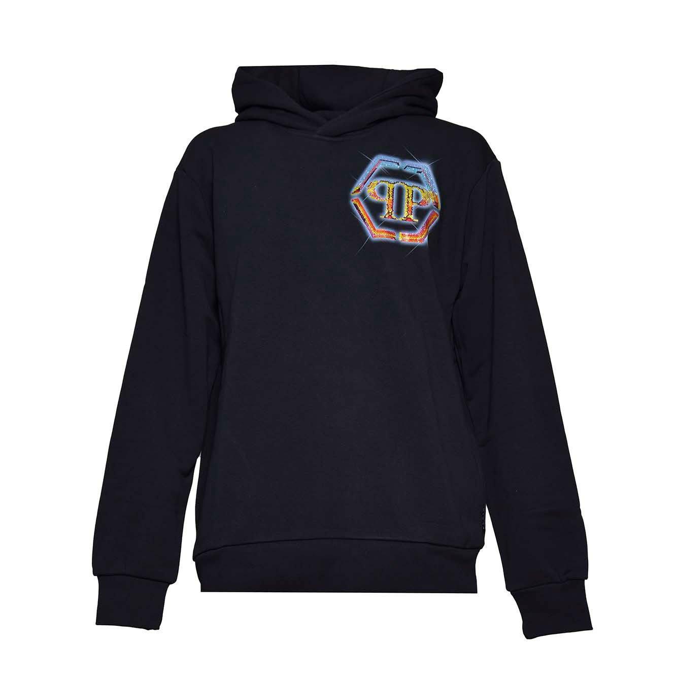 Embellished Logo-print Hoodie In Black Product Image