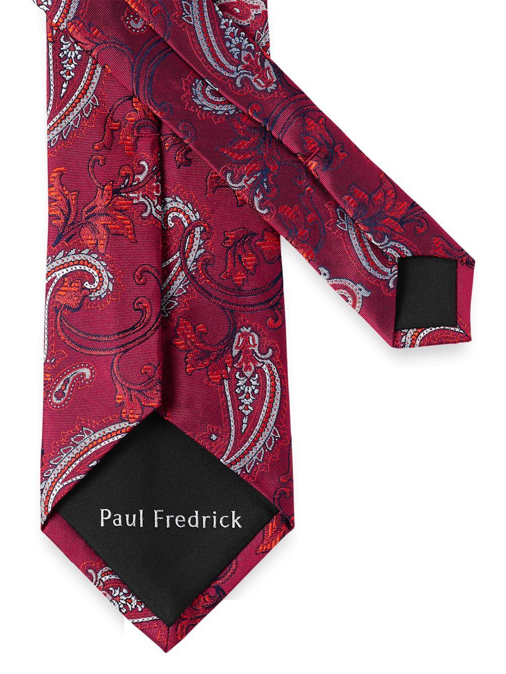 Paisley Woven Silk Tie - Red Product Image