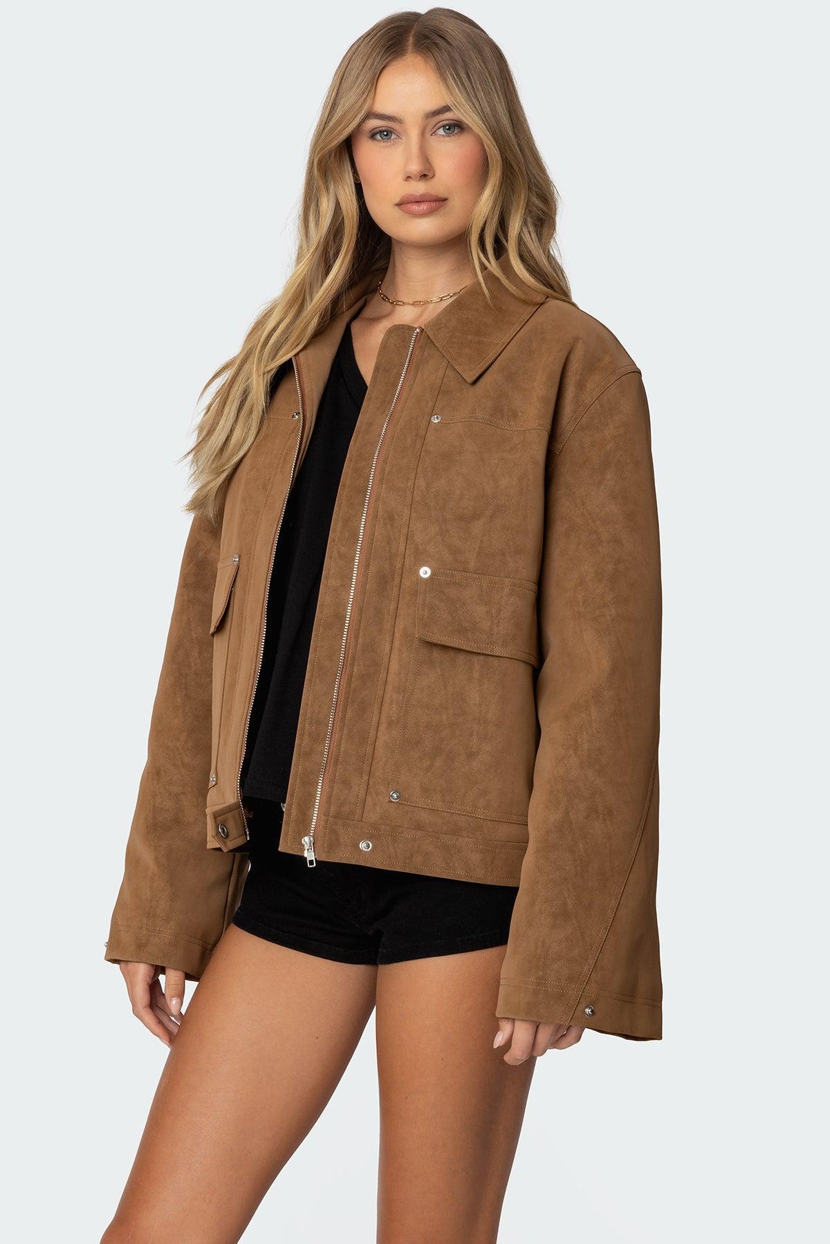 Annabelle Oversized Faux Suede Jacket Product Image