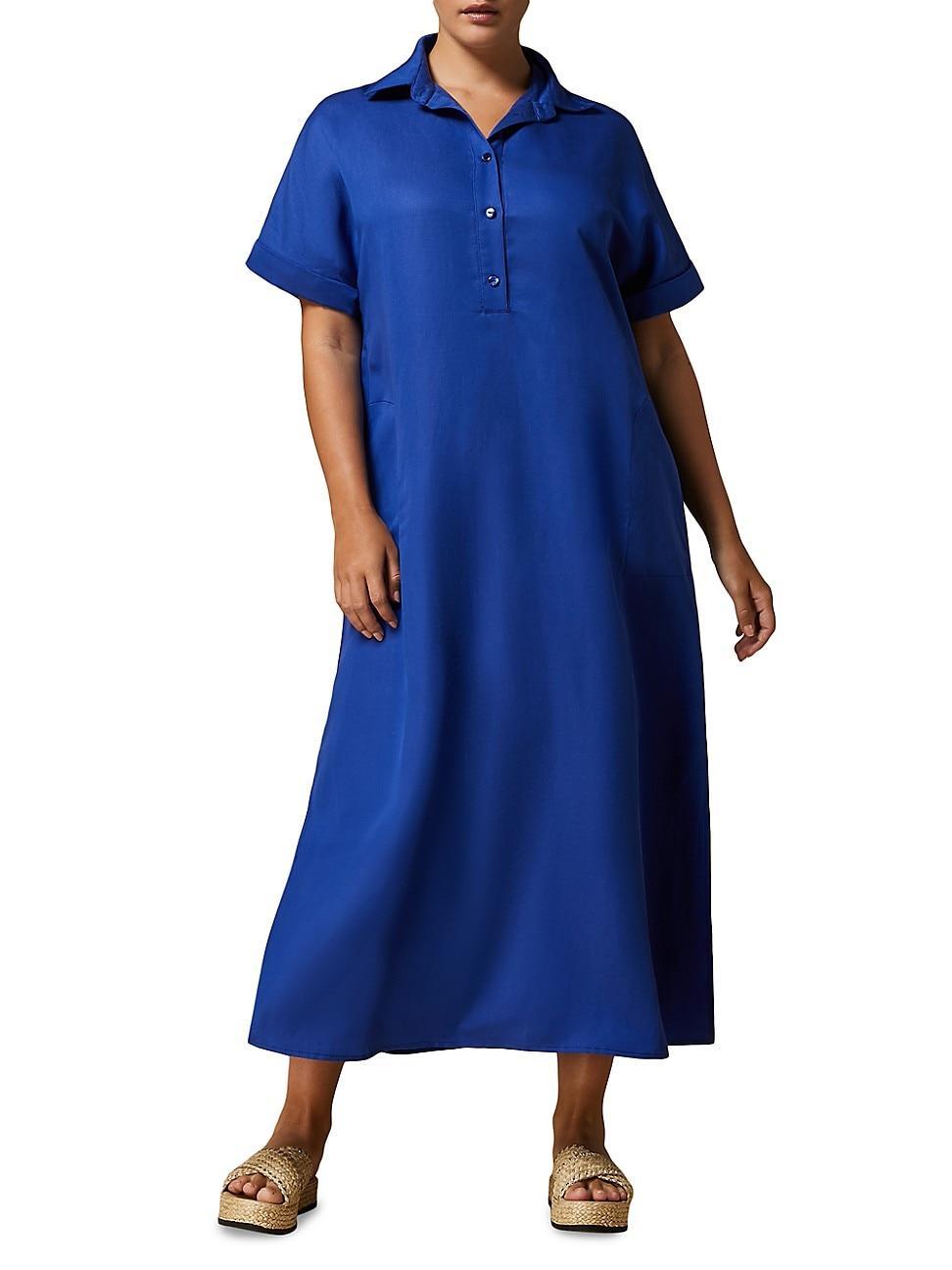 Womens Negelia Linen-Blend Polo Maxi Dress Product Image