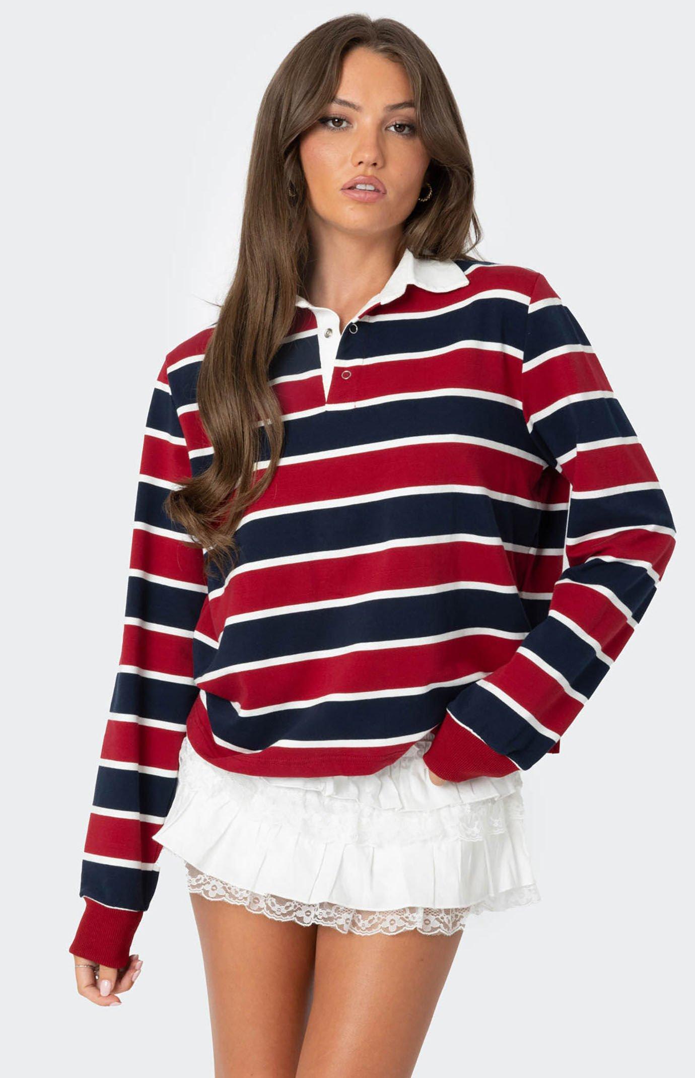 Edikted Women's Hanna Striped Collared Shirt - Product Image