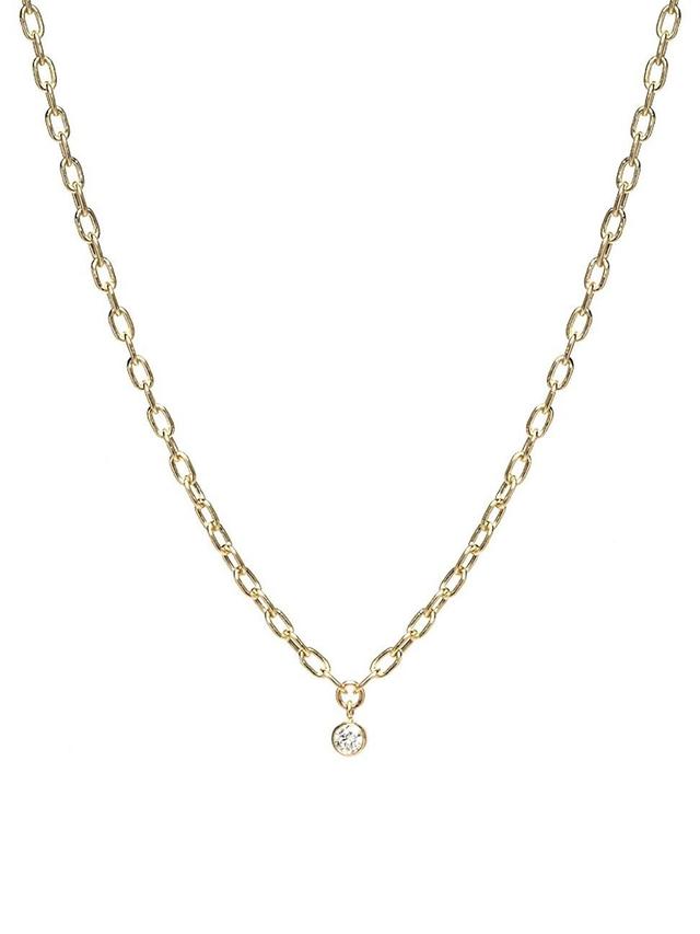 Womens 14K Yellow Gold & Bezel Diamond Chain Necklace Product Image