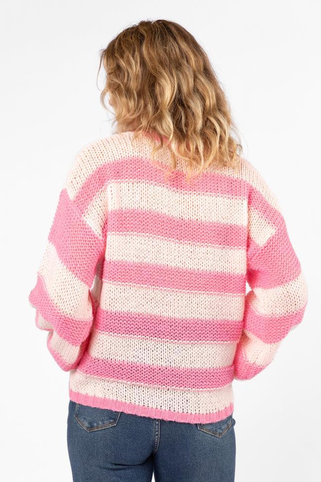 I Always Believe Pink Textured Stripe Sweater Product Image