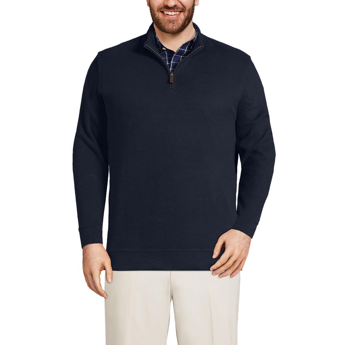 Lands End Big & Tall Bedford Rib Quarter Zip Sweater Product Image